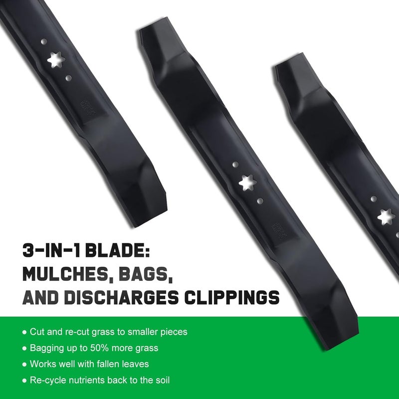 Grasscool 942-0616A Mulching Blades with 6 Star Mounting Pattern for Cub Cadet 42 inch Zero Turn Lawn Tractor MTD Troy Bilt Bronco Pony 42" Deck Mower Replace 742-0616A 742-0616 942-0616 - Image 3